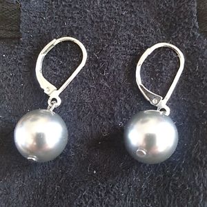 Premier Design silver ball lever back earrings